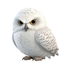 Fototapeta premium Cartoon Snowy Owl PNG Cutout, Generative AI