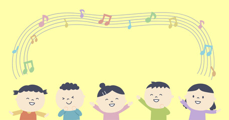 子供と音符のフレーム