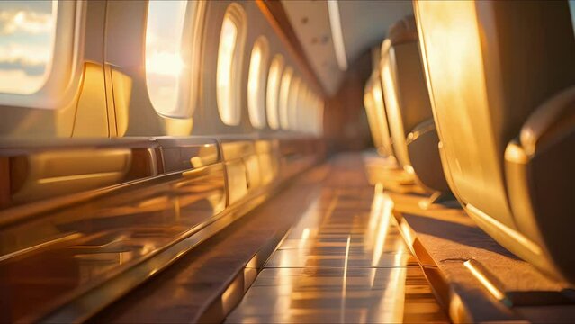 Captivating and luxurious, this image captures the intricate details of the private jets custom flooring, with an aweinspiring backdrop of aerial scenery providing the perfect finishing touch.