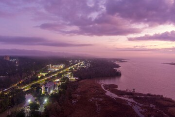 Foggy winter evening at Daphne, Alabama