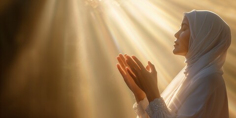 Muslim Woman Pray With Raised_hands