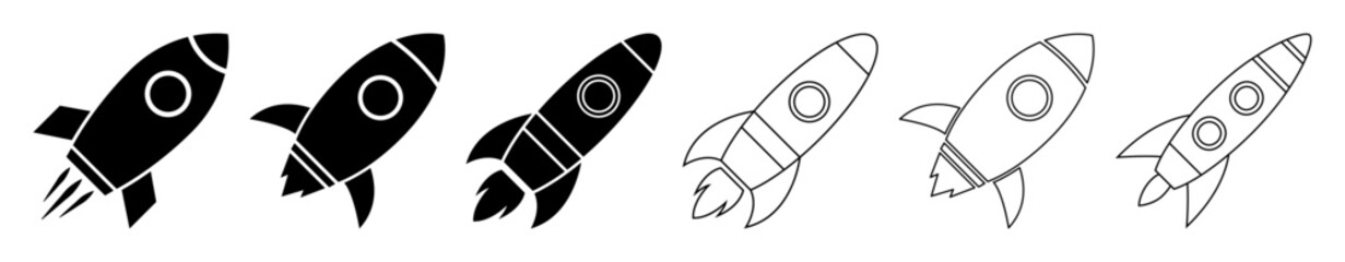 Set of rocket signs. Startup, space, business concept. Vector illustration
