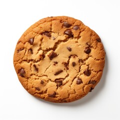 Delicious Chocolate Chip Cookie on White Background. Isolated Image of Tasty Dessert Snack