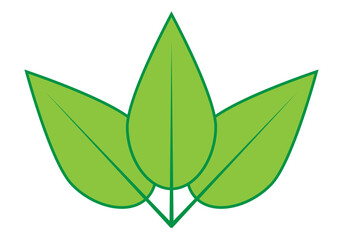 Icono de tres hojas en fondo blanco.