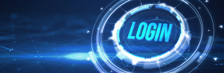 Concept of login. Business, Technology, Internet and network concept. 3d illustration