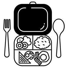 Lunch box glyph and line vector illustration