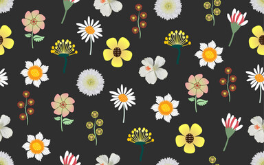 Fototapeta premium Floral seamless vector pattern ornamental decorative flowers repetitive patterns fabric textile paper print texture background