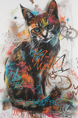  cat adorned with wild style graffiti Generative AI