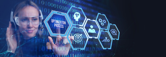 Optimization Software Technology Process System Business concept. Business, Technology, Internet...