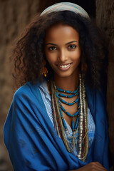 beautiful ethiopian woman dressed in traditional clothes photography, Generative AI