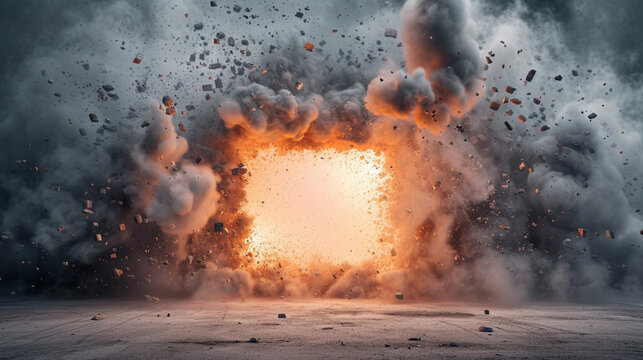 exploding wall with free space in the center for any object or background