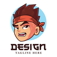 mascot logo illustration of a cute cool boy with a quirky hairstyle