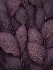 Background with a luxurious pattern of large purple leaves with clear lines