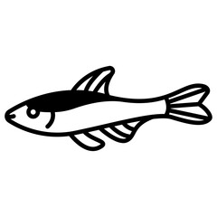 Neon tetra Fish glyph and line vector illustration