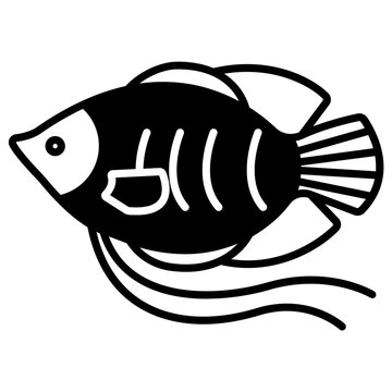 Dwarf gourami Fish glyph and line vector illustration