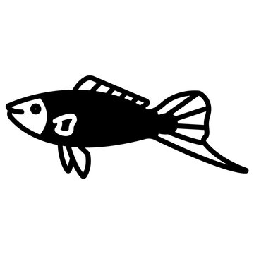 Swordtail Fish glyph and line vector illustration