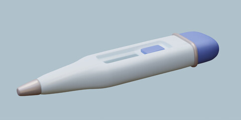 Realistic thermometer with blue elements. Electric device for measuring temperature