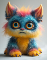Colorful furry stuffed   plush monster