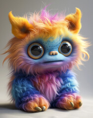 Colorful furry stuffed   plush monster
