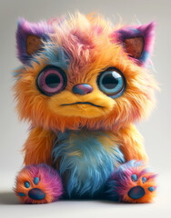 Colorful furry stuffed   plush monster