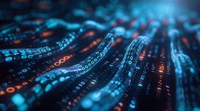 Data Encryption: A visually striking image of data streams transformed into intricate patterns of encrypted symbols, highlighting the importance of encryption in safeguarding sensitive information