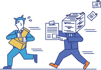 印鑑が必要な書類から逃げるビジネスパーソン