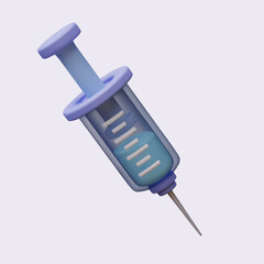 Realistic syringe with liquid. Disposable medical device for injections