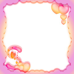 Obraz premium Colorful paper cut border frame with alphabet s and hearts background, png. Design for baby shower invitation card, Valentine's Day.