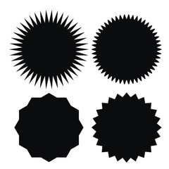 Set of blank black star icons various shape isolated on white background. Vector illustration
