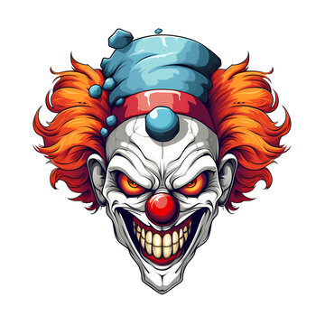 Spooky clown art illustrations for stickers, tshirt design, poster etc
