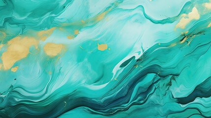 Obraz premium Very beautiful green paint with the addition of gold powder. Abstract marbled ink painted painting texture