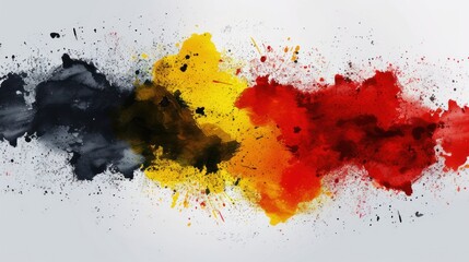 Abstract painted watercolor splashes flag of Germany Bundesflagge und Handelsflagge. Background concept for German national holidays. - obrazy, fototapety, plakaty