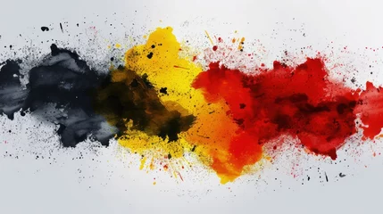Fotobehang Abstract painted watercolor splashes flag of Germany Bundesflagge und Handelsflagge. Background concept for German national holidays. © Artlana