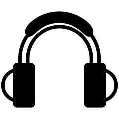 Headset icon, solid glyph icon vector, black and white glyph icon symbol.