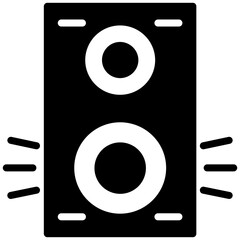 Music speaker icon, solid glyph icon vector, black and white glyph icon symbol.