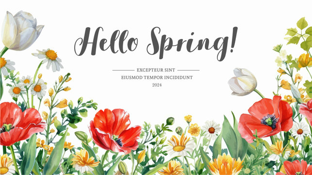 Vector watercolor spring banner