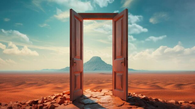 Door to the empty desert. Portal to Solitude: A Journey Through the Forgotten Desert Gateway
