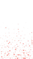 Red hearts scattered on white background.
