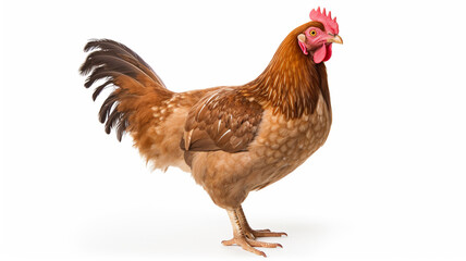 Fototapeta premium brown chicken hen standing isolated white background