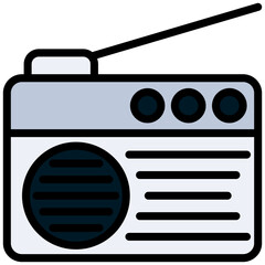 Radio icon, outline flat design style icon, outline colour icon vector illustration.