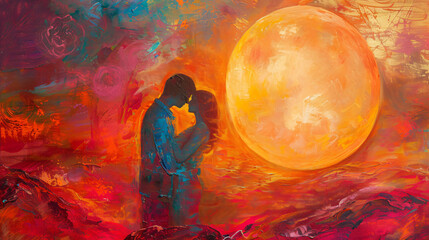 Lovers on a colorful planet