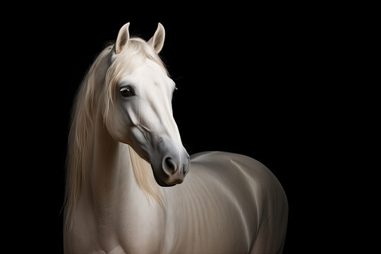White horse on black background