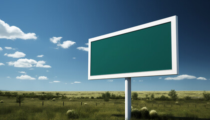 Obraz premium Land for sell concept. Blank template billboard copy space on the field for sell background. Billboard mockup. Real estate investment. Land market for investors to build custom homes, townhouse