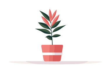 A charming vector illustration featuring a vibrant green plant in a pink pot, adding a touch of natural beauty to any setting with its simplicity.