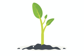 A captivating vector illustration showcasing a small green sprout emerging from the earth against a white background.