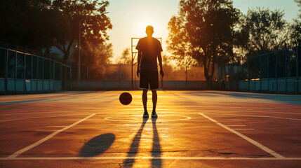 Man playing with basketball