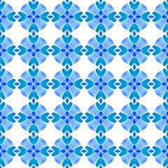 Hand drawn tropical seamless border. Blue