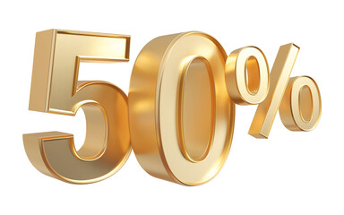 50 percent off discount number golden 3d render