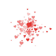 Red hearts scattered on white background.