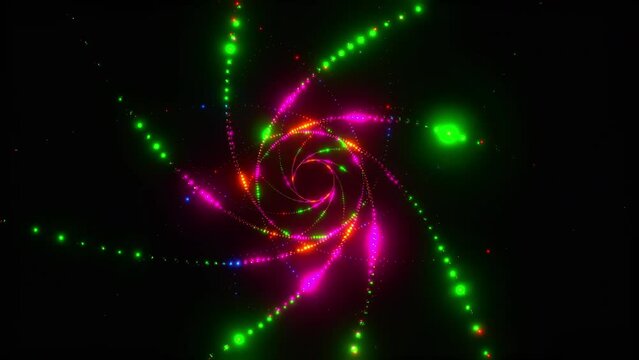 Vertical Abstract colorful twisted spiral tunnel with colorful particular in the space. Cycle action background Vj loop. Background with visual effect for DJ